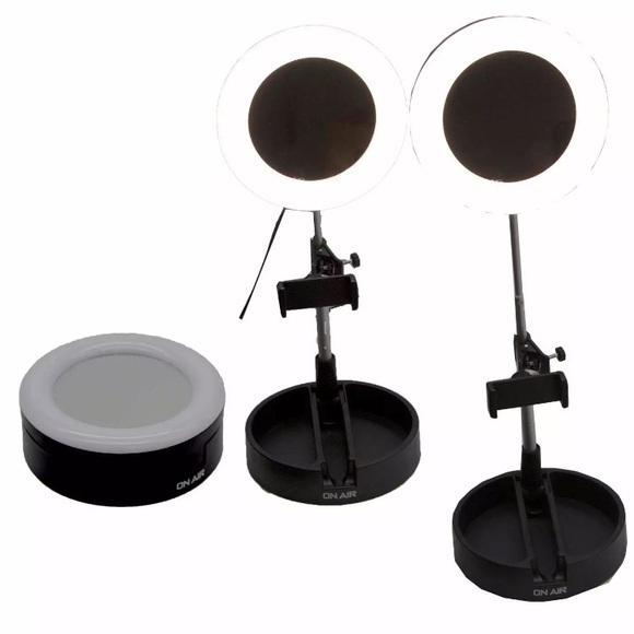 Makeup Ring light 6 inch LED w/mirror, extendable rod, phone mount & Tray base - Picture 3 of 3